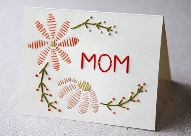 cartão de dia das mães bordado