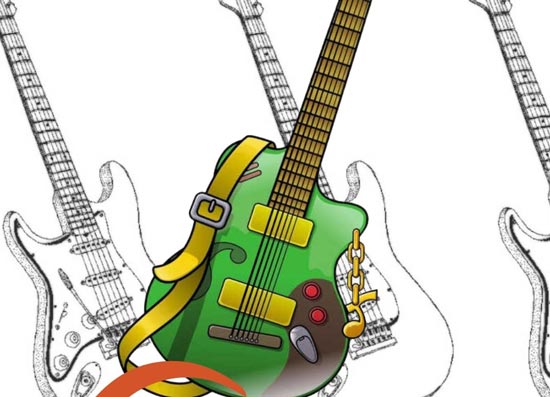 desenho de guitarra para colorir e pintar