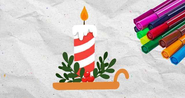 Desenhos de velas para colorir com as crianças no Natal