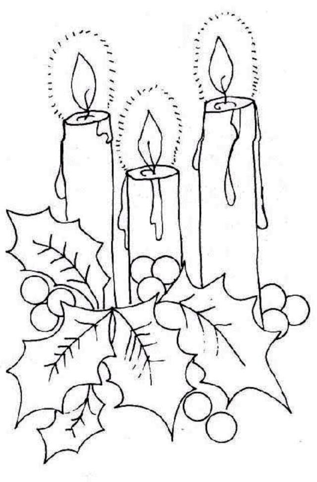 desenhos de velas de Natal para colorir