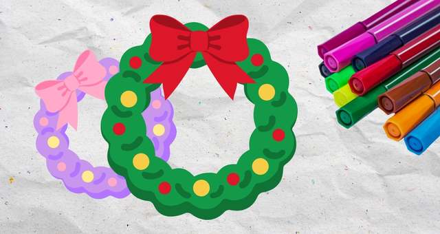 40+ Desenhos de guirlanda de Natal para colorir | Colorir e pintar
